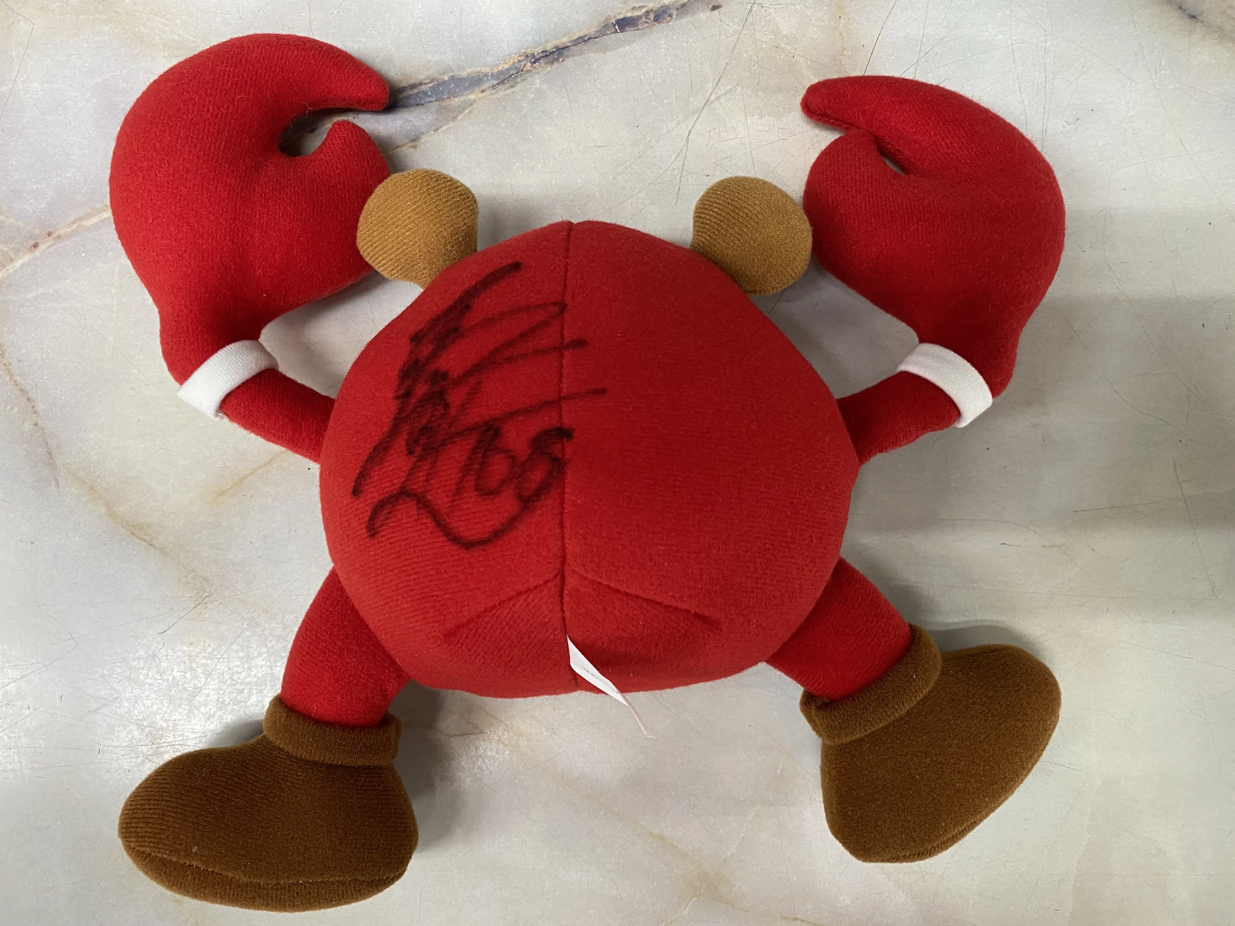 4524深谷知博選手サイン入りカニ坊ぬいぐるみ | 三国カニ坊